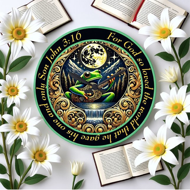Relógio Grande John 3:16 Sapo De Pulso De Violão Brilha Sob Lua (Criador carregado)