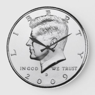 Relógio Grande John F. Kennedy Half-Dollar