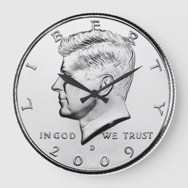 Relógio Grande John F. Kennedy Half-Dollar (Frente)