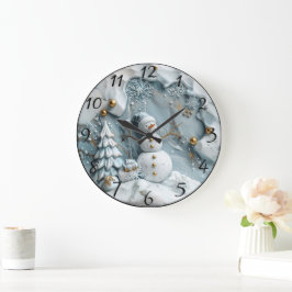 Relógio Grande Jolly Snowman na Cena de Natal