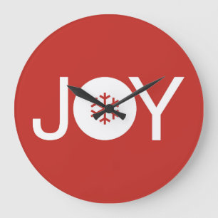 Relógio Grande Joy Natal Red Large Clock