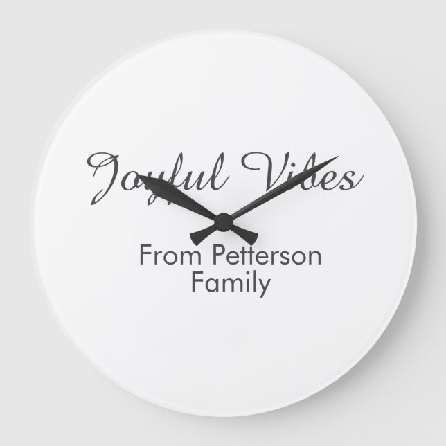 Relógio Grande Joyful Vibes red Christmas add family name date  (Frente)