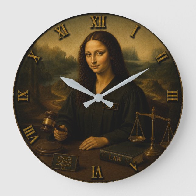 Relógio Grande Judge Funny Mona Lisa Lawyer & Justice Gift (Frente)