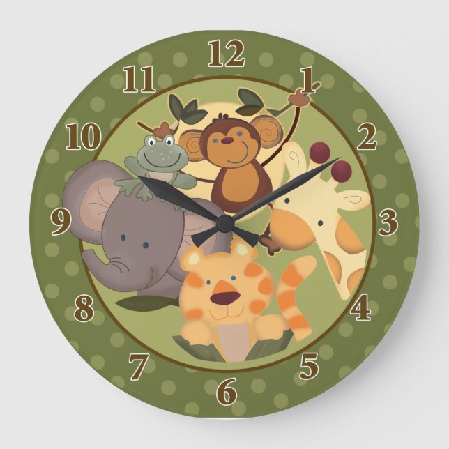 Relógio Grande Jungle Safari Dark Wall Clock (Frente)
