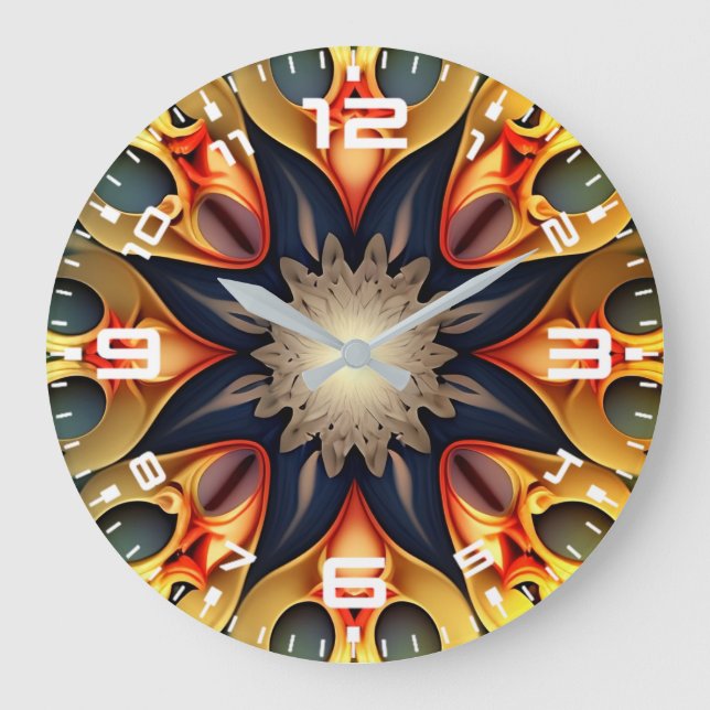 Relógio Grande Kaleidoscope Mandala Flower Design- 23091 (Frente)