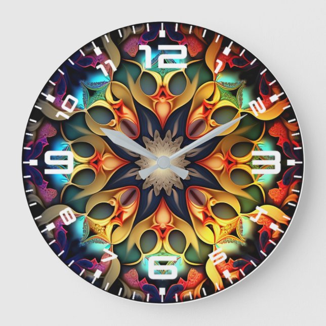 Relógio Grande Kaleidoscope Mandala Flower Design- 23091 (Frente)