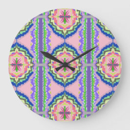 Relógio Grande Kaleidoscópio Florido Vibrante: Mandala Rosa e Esm