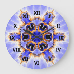 Relógio Grande Kaleidoscópio Fractal Azul