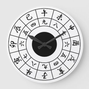 Relógio Grande Kanji branco do preto da cara do pulso de disparo