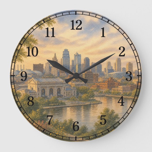 Relógio Grande Kansas Wall Clock — Heartland Landscape Design (Frente)