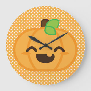 Relógio Grande Kawaii Jack O Lanterna Pumpkin Wall Clock