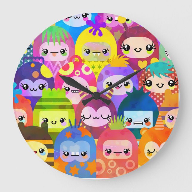 Relógio Grande Kawaii Pequenos Monstros Bebê  (Frente)
