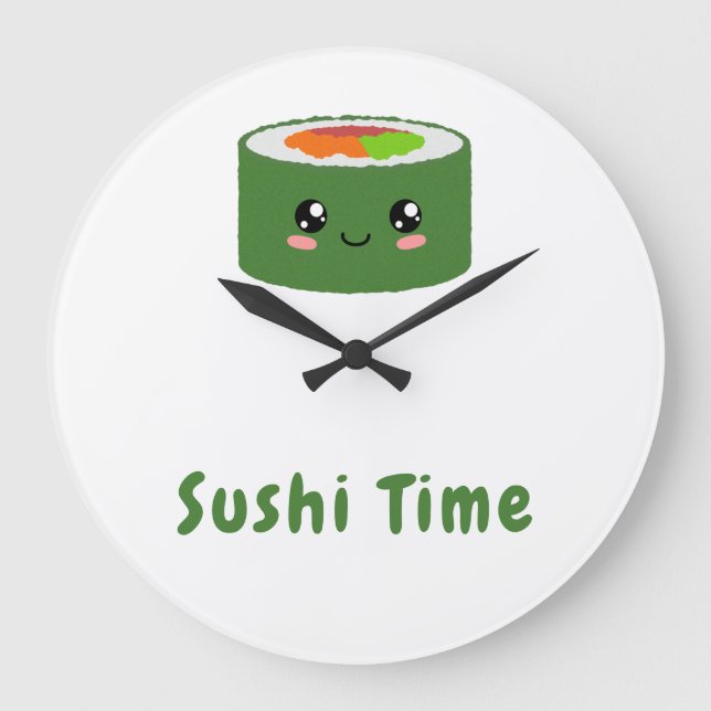 Relógio Grande Kawaii Sushi (Frente)