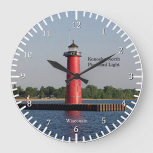 Relógio Grande Kenosha North Pierhead Light Wall Clock