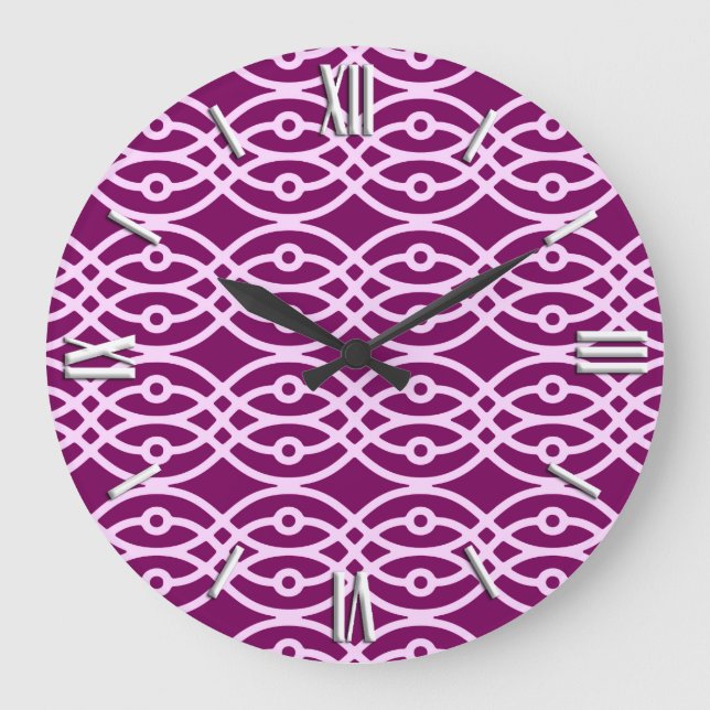 Relógio Grande Kimono impressão, ameixa e rosa (Frente)