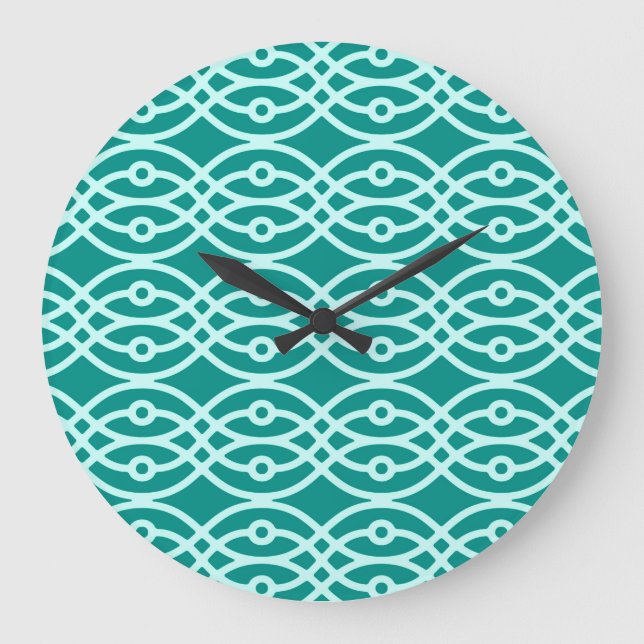 Relógio Grande Kimono impressão, turquesa e aqua (Frente)