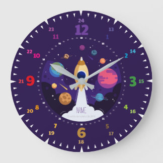 Relógio Grande Kinderuhr Lernuhr Wanduhr Kinderzimmer Rakete