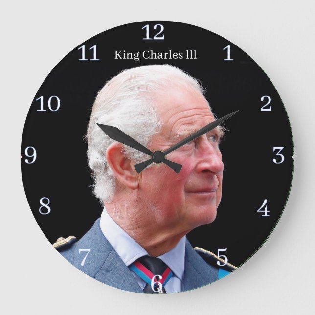 Relógio Grande King Charles lll Acrylic Wall Clock (Frente)