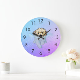 Relógio Grande KiniArt DoodleMoji Goldendoodle Large Clock