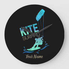 Relógio Grande Kite Surfing with Kiteboard for vintage Kite Nerd