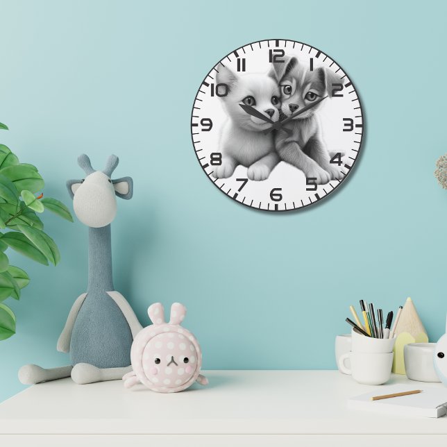 Relógio Grande Kitten Embrace Wall Clock (Criador carregado)