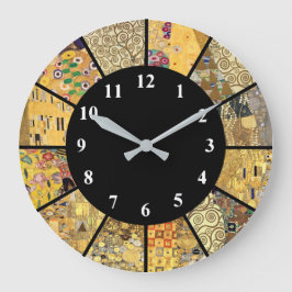 Relógio Grande Klimt Clock Famoso Padrões Artistas Dourados
