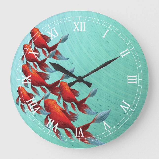 Relógio Grande Koi Fish Wall Clock (Frente)