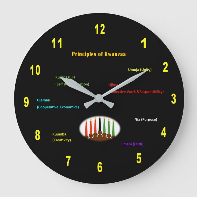 Relógio Grande Kwanzaa Wall Clock Round (Frente)