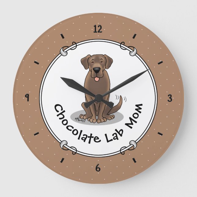 Relógio Grande Laboratório de Chocolate Mãe Labrador Retriever Mã (Frente)