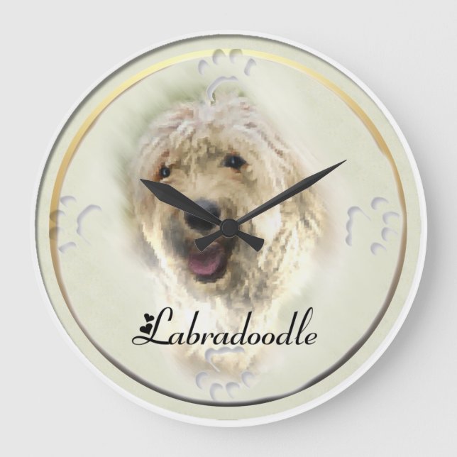 Relógio Grande Labradoodle Art Gifts (Frente)