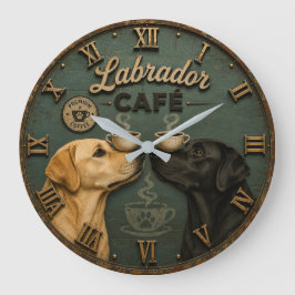 Relógio Grande Labrador Café Coffee Lovers Vintage