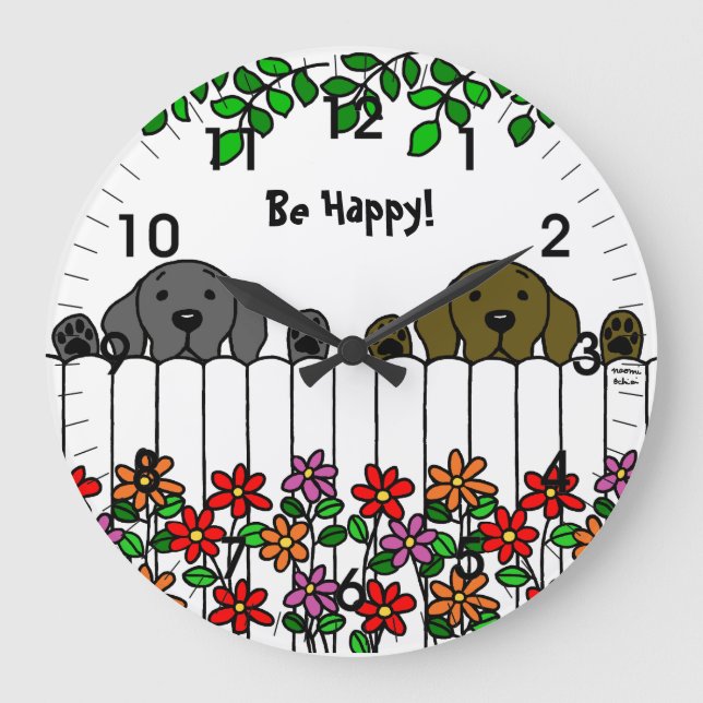 Relógio Grande Labrador Duo te observando (Frente)