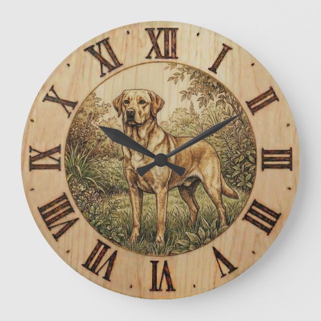 Relógio Grande  Labrador Retriever - Wall Clock  (Frente)