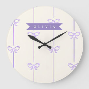 Relógio Grande Laço Coquette Personalizado Nome Estética Feminina