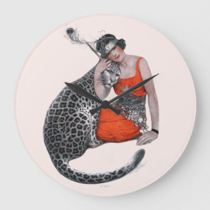 Relógio Grande Lady and Leopard