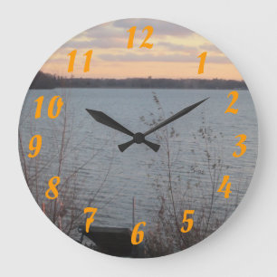 Relógio Grande Lago Shore Sunset Clock