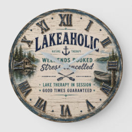 Relógio Grande Lakeaholic Rustic Lake House Cabin Retreat Decor