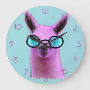 Relógio Grande Lama cor-de-rosa legal!