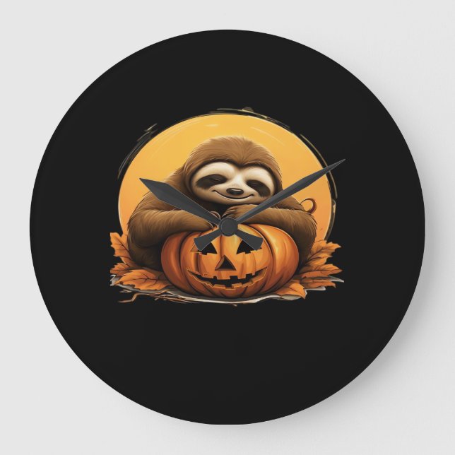 Relógio Grande Lama dormente e abóbora-abóbora clássica T-Shi (Frente)