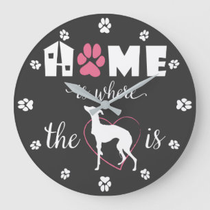 Relógio Grande Lar é onde Iggy dog é Engraçado Quote White texto