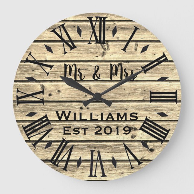 Relógio Grande Lar Personalizado Da Madeira Marrom Personalizada  (Frente)