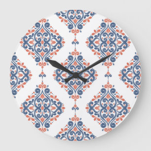 Relógio Grande Laranja Azul Ornamental: Sem costura