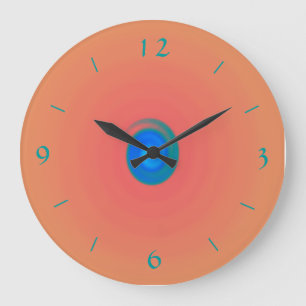 Relógio Grande Laranja/rosa com Aqua/Blue Center >Wall Clock