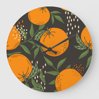 Relógio Grande Laranjas desenhadas à mão, fundo de colheita color