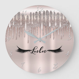 Relógio Grande Lashes de Lixo Dourado com Glitter Rosa Rosa Gelad