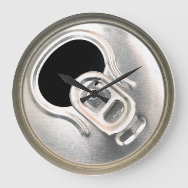 Relógio Grande lata de cerveja aberta recipiente metálico (Frente)