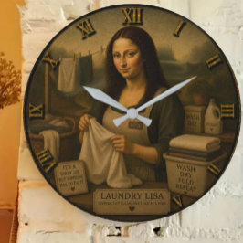 Relógio Grande Laundry Funny Mona Lisa Housekeeping Gift