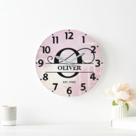 Relógio Grande Lavanda Pálida, Distante O Monograma