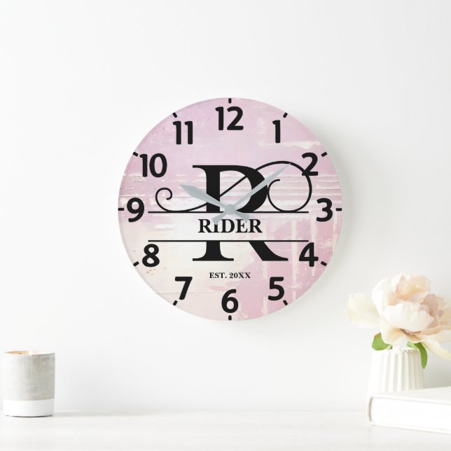 Relógio Grande Lavanda pálida, Distorcida em R Monograma (Lar)