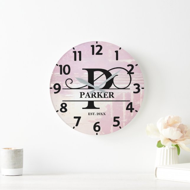 Relógio Grande Lavanda pálida Monograma P com Dificuldades (Lar)